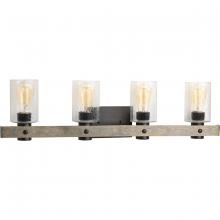  P300126-143 - Gulliver Collection Four-Light Graphite Clear Seeded Glass Coastal Bath Vanity Light