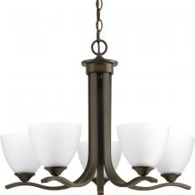  P400063-020 - Laird Collection Five-Light Antique Bronze Etched Glass Traditional Chandelier Light