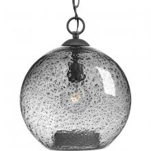  P500063-143 - Malbec Collection One-Light Graphite Smoked Textured Glass Global Pendant Light