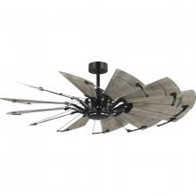  P250098-31M - Springer II Collection 60-in Twelve-Blade Matte Black Modern Farmhouse Windmill Ceiling Fan