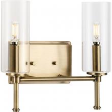  P300357-163 - Elara Collection Two-Light New Traditional Vintage Brass Clear Glass Bath Vanity Light