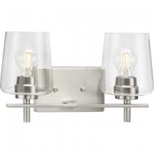  P300361-009 - Calais Collection Two-Light New Traditional Brushed Nickel Clear Glass Bath Vanity Light