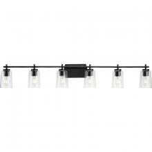  P300372-031 - Adley Collection Six-Light New Traditional Matte Black Clear Glass Bath Vanity Light