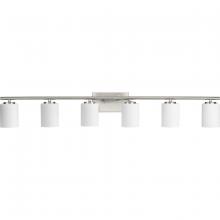  P300385-009 - Replay Collection Six-Light Traditional Brushed Nickel Etched White Glass Bath Vanity Light