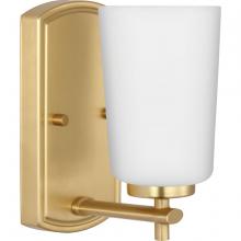  P300465-012 - Adley Collection One-Light Satin Brass Etched Opal Glass New Traditional Bath Vanity Light