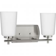  P300466-009 - Adley Collection Two-Light Brushed Nickel Etched Opal Glass New Traditional Bath Vanity Light