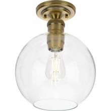  P350046-163 - Hansford Collection  One-Light Vintage Brass Clear Glass Farmhouse Flush Mount Light
