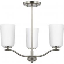  P400349-009 - Adley Collection Three-Light Etched White Opal Glass New Traditional Semi-Flush Convertible Light