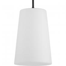  P500430-31M - Clarion Collection One-Light Matte Black Etched White Transitional Pendant