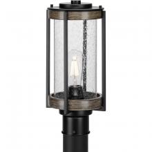  P540094-31M - Whitmire Collection One-Light Farmhouse Matte Black Clear Seeded Glass Outdoor Post Light