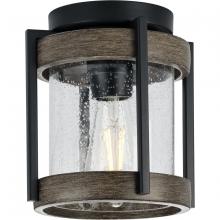  P550109-31M - Whitmire Collection  One-Light Matte Black with Aged Oak Accents Clear Seeded Glass Farmhouse Outdoo