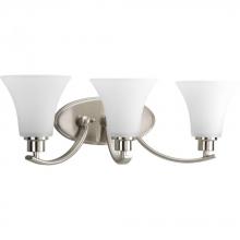  P2002-09 - Joy Collection Three-Light Brushed Nickel Etched Glass Traditional Bath Vanity Light