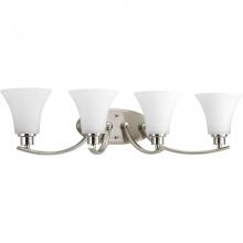  P2003-09 - Joy Collection Four-Light Brushed Nickel Etched Glass Traditional Bath Vanity Light