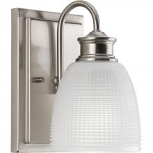  P2115-09 - Lucky Collection One-Light Brushed Nickel Frosted Prismatic Glass Coastal Bath Vanity Light