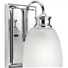  P2115-15 - Lucky Collection One-Light Polished Chrome Frosted Prismatic Glass Coastal Bath Vanity Light