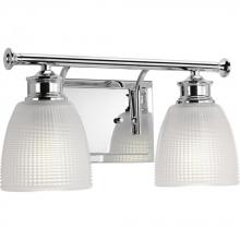  P2116-15 - Lucky Collection Two-Light Polished Chrome Frosted Prismatic Glass Coastal Bath Vanity Light