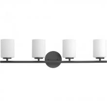  P2160-31 - Replay Collection Four-Light Textured Black Etched Glass Modern Bath Vanity Light