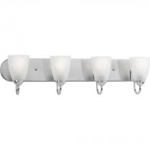  P2709-15 - Gather Collection Four-Light Polished Chrome Etched Glass Traditional Bath Vanity Light