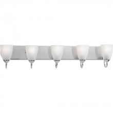  P2713-15 - Gather Collection Five-Light Polished Chrome Etched Glass Traditional Bath Vanity Light