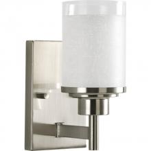  P2959-09 - Alexa Collection One-Light Brushed Nickel Etched Linen With Clear Edge Glass Modern Bath Vanity Ligh