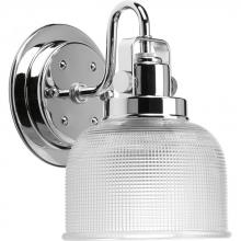  P2989-15 - Archie Collection One-Light Polished Chrome Clear Double Prismatic Glass Coastal Bath Vanity Light