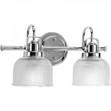  P2991-15 - Archie Collection Two-Light Polished Chrome Clear Double Prismatic Glass Coastal Bath Vanity Light