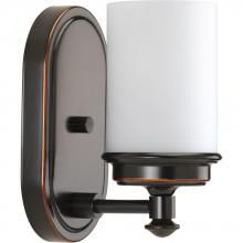  P300012-139 - Glide Collection One-Light Rubbed Bronze Etched Opal Glass Coastal Bath Vanity Light