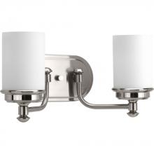  P300013-009 - Glide Collection Two-Light Brushed Nickel Etched Opal Glass Coastal Bath Vanity Light