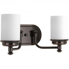  P300013-139 - Glide Collection Two-Light Rubbed Bronze Etched Opal Glass Coastal Bath Vanity Light