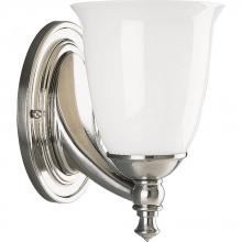  P3027-09 - Victorian Collection One-Light Brushed Nickel White Opal Glass Farmhouse Bath Vanity Light