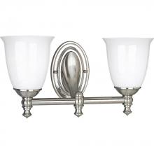  P3028-09 - Victorian Collection Two-Light Brushed Nickel White Opal Glass Farmhouse Bath Vanity Light