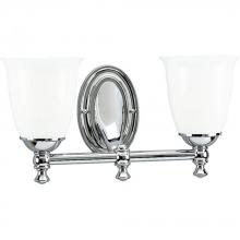  P3028-15 - Victorian Collection Two-Light Polished Chrome White Opal Glass Farmhouse Bath Vanity Light
