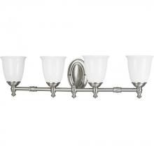  P3041-09 - Victorian Collection Four-Light Brushed Nickel White Opal Glass Farmhouse Bath Vanity Light