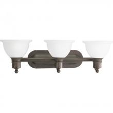  P3163-20 - Madison Collection Three-Light Antique Bronze Etched Glass Traditional Bath Vanity Light