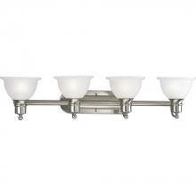  P3164-09 - Madison Collection Four-Light Brushed Nickel Etched Glass Traditional Bath Vanity Light