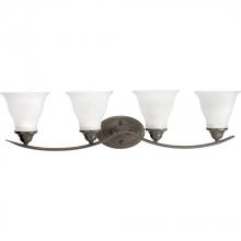  P3193-20 - Trinity Collection Four-Light Antique Bronze Etched Glass Traditional Bath Vanity Light