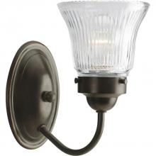  P3287-20 - Fluted Glass Collection One-Light Antique Bronze Clear Prismatic Glass Traditional Bath Vanity Light