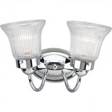 Progress P3288-15 - Fluted Glass Collection Two-Light Polished Chrome Clear Prismatic Glass Traditional Bath Vanity Ligh