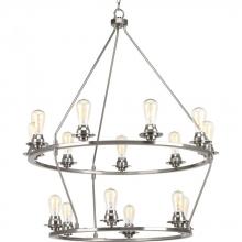  P400017-009 - Debut Collection Fifteen-Light Brushed Nickel Farmhouse Chandelier Light