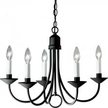 P4008-31 - Five-Light Textured Black White Candles Traditional Chandelier Light
