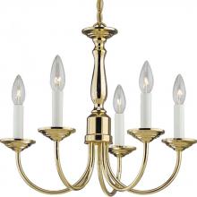  P4009-10 - Five-Light Polished Brass White Candles Traditional Chandelier Light