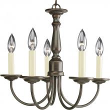  P4009-20 - Five-Light Antique Bronze Ivory Candles Traditional Chandelier Light