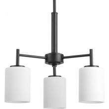  P4318-31 - Replay Collection Three-Light Textured Black Etched White Glass Modern Chandelier Light