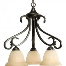  P4405-77 - Torino Collection Three-Light Forged Bronze Tea-Stained Glass Transitional Chandelier Light