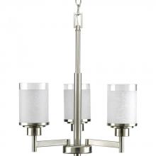  P4458-09 - Alexa Collection Three-Light Brushed Nickel Etched Linen With Clear Edge Glass Modern Chandelier Lig