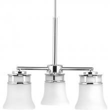  P4612-15 - Cascadia Collection Three-Light Polished Chrome Etched Glass Coastal Chandelier Light