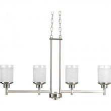  P4619-09 - Alexa Collection Four-Light Brushed Nickel Etched Linen With Clear Edge Glass Modern Linear Chandeli