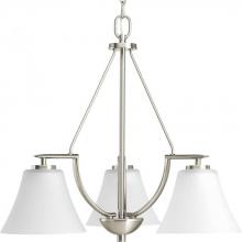  P4621-09 - Bravo Collection Three-Light Brushed Nickel Etched Glass Modern Chandelier Light