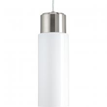  P500065-009-30 - Neat LED Collection One-Light Brushed Nickel Glossy Opal Glass Coastal Pendant Light