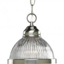  P5080-09 - Prismatic Glass Collection One-Light Brushed Nickel Clear Prismatic Glass Traditional Mini-Pendant L